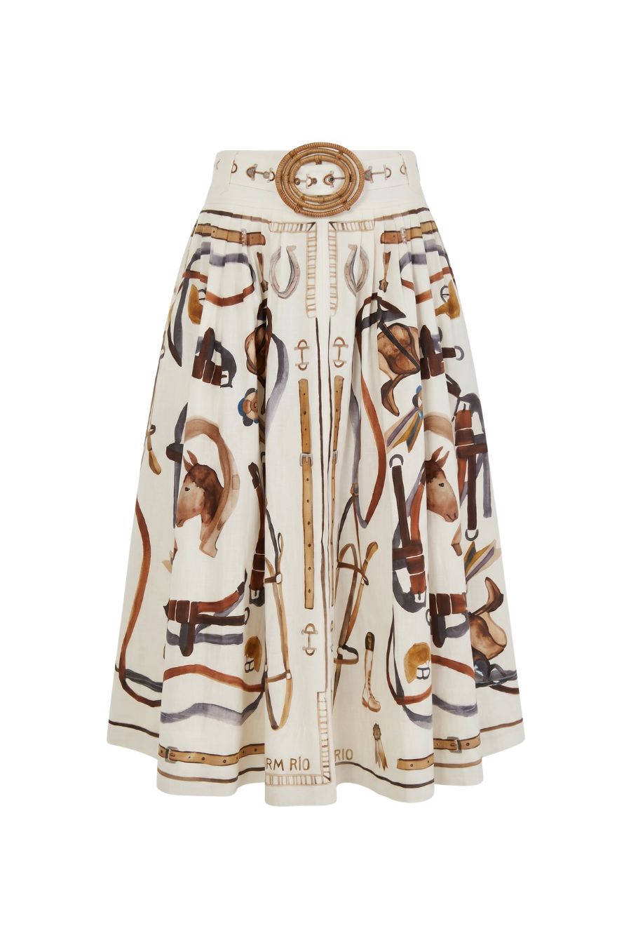 Equestrian Scarf Maxi Skirt in White
