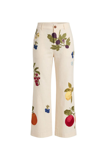 Paige Nine Fruit Pant in Off-White