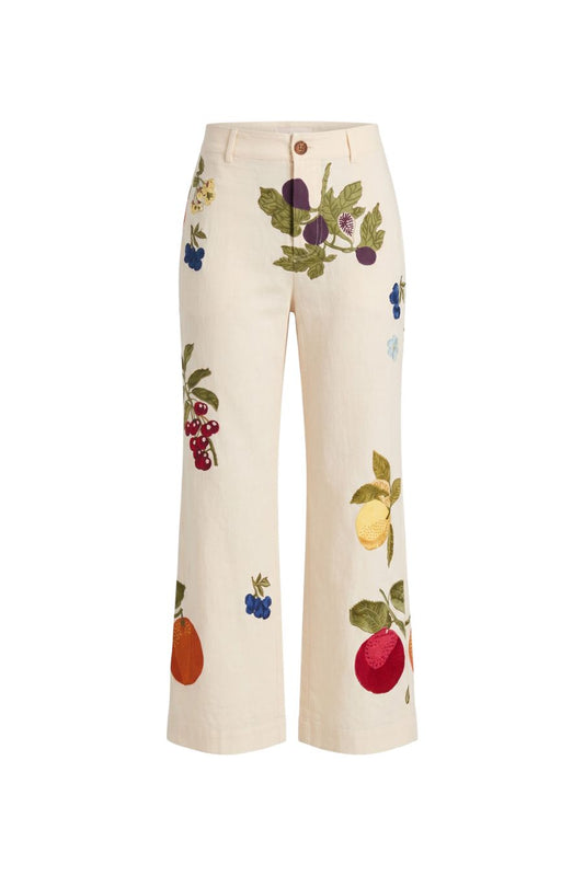 Paige Nine Fruit Pant in Off-White