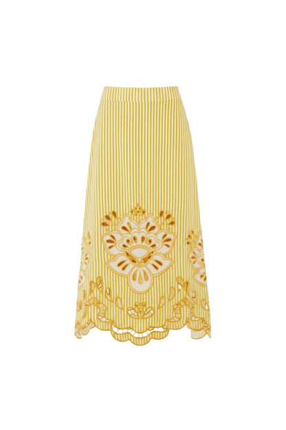 Bicolor Stripe Richelieu Skirt in Yellow
