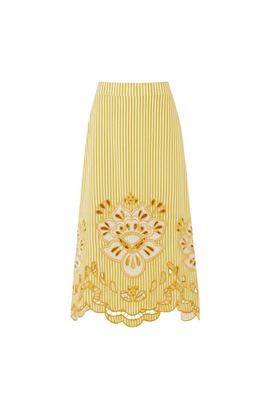 Bicolor Stripe Richelieu Skirt in Yellow