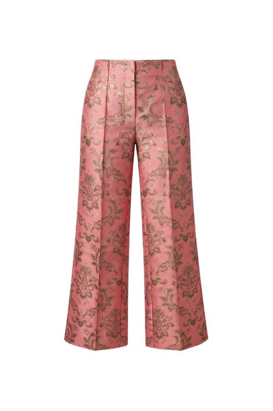 Morgan Jacquard Trouser in Pink/Gold