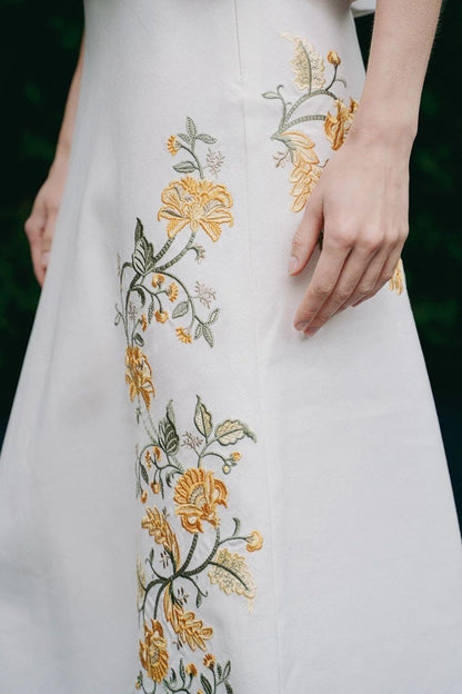 Lily Skirt in Golestan Yellow/White