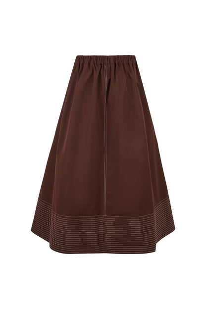 Paneled Hem Skirt in Chocolate