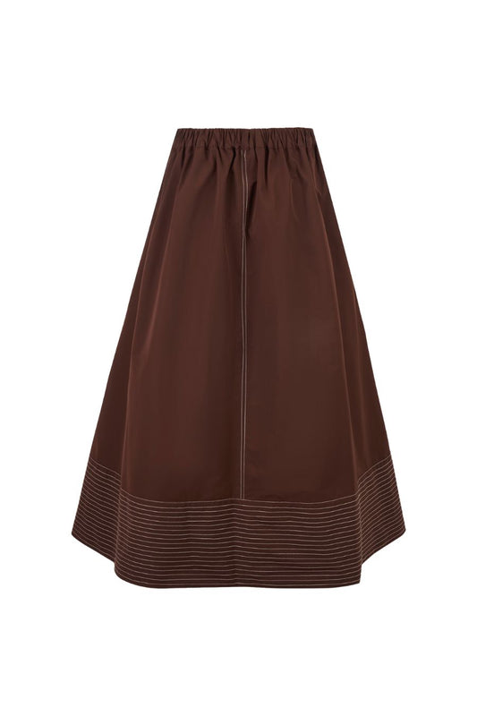 Paneled Hem Skirt in Chocolate
