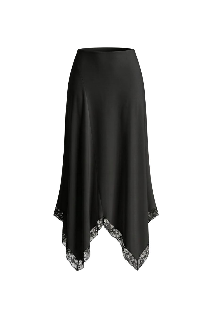 Keri Bias-Cut Lace Skirt in Black