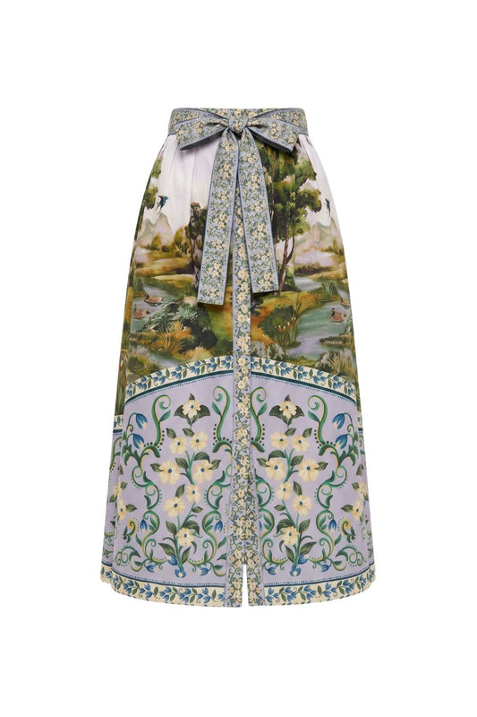 Countryside Landscape Midi Skirt in Multi