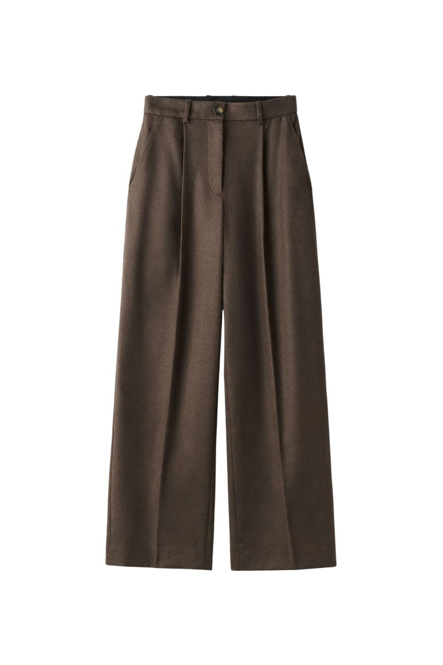 Wide Pleat Trousers in Mocha