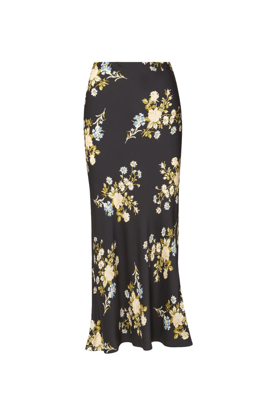 Clover Floral Midi Skirt in Black Multi
