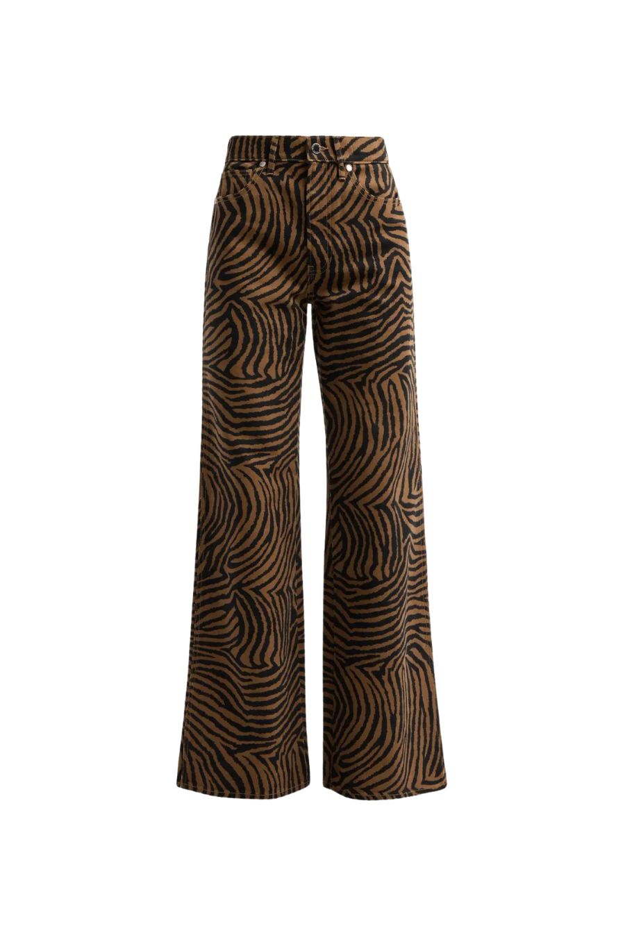 TS Kasey Ziger Print Wide-Leg Jeans in Ochre/Black