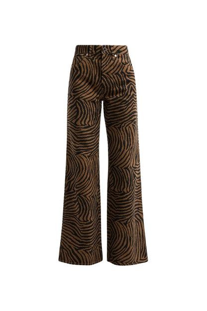 TS Kasey Ziger Print Wide-Leg Jeans in Ochre/Black