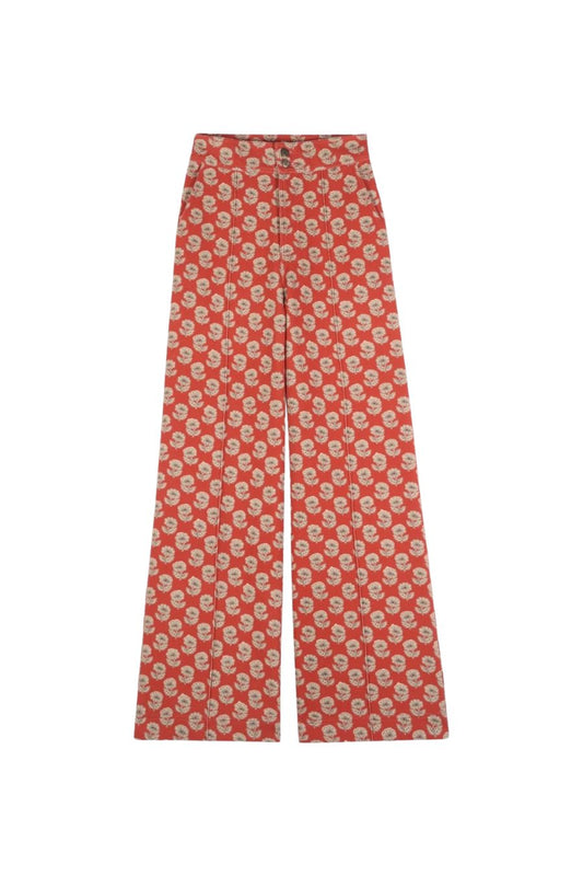 Douglas Pants in Red Flowers Denim by Maria De La Orden