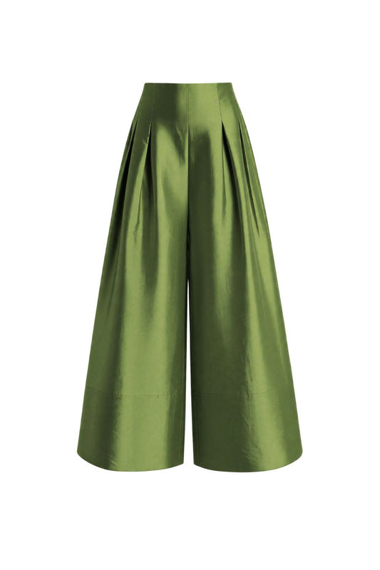 Techno Taffeta Ultra Wide Leg Trouser in Tulip Stem
