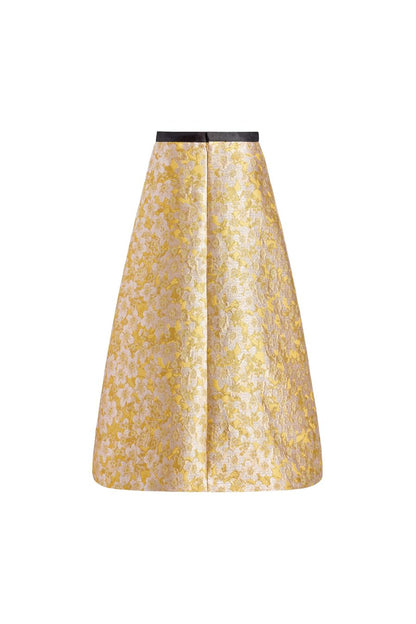 TS Pia Midi Skirt in Gold Metallic Floral