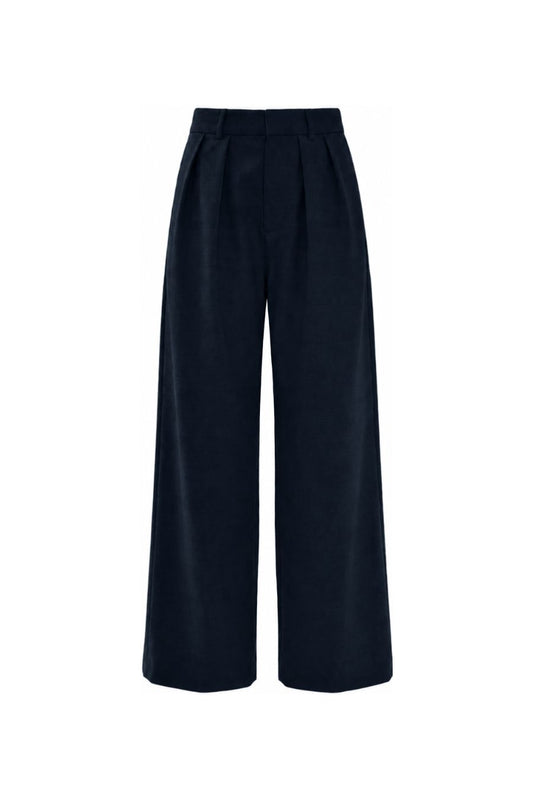 Ines Italian Virgin Wool Trouser In Navy