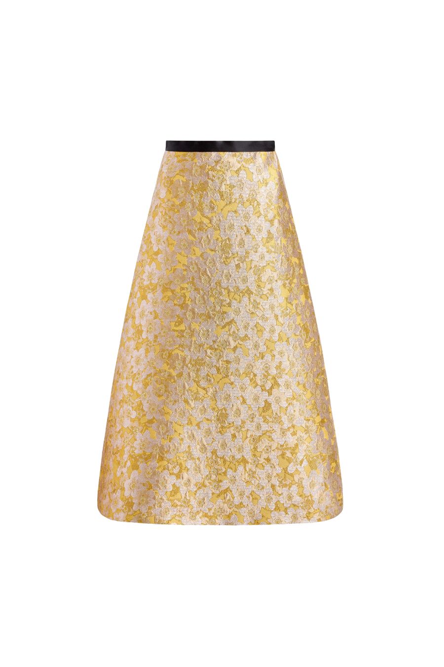 TS Pia Midi Skirt in Gold Metallic Floral