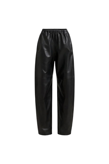 Leather Barrel Colby Pant in Black