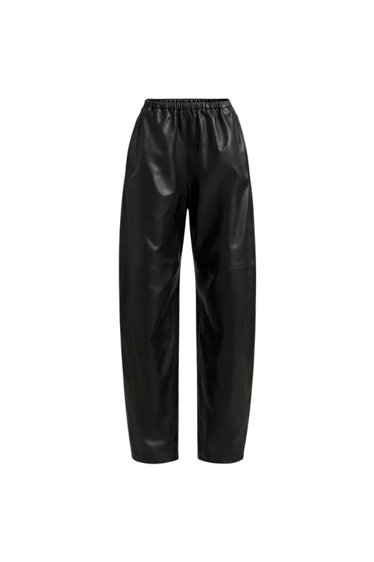 Leather Barrel Colby Pant in Black