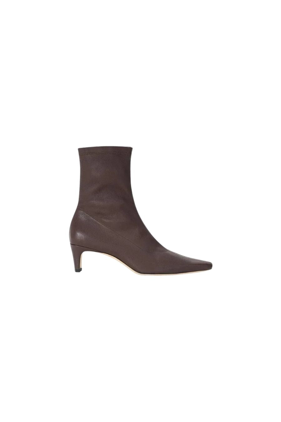 Staud Wally Sock Ankle Boot in Espresso, stretch leather sock boot