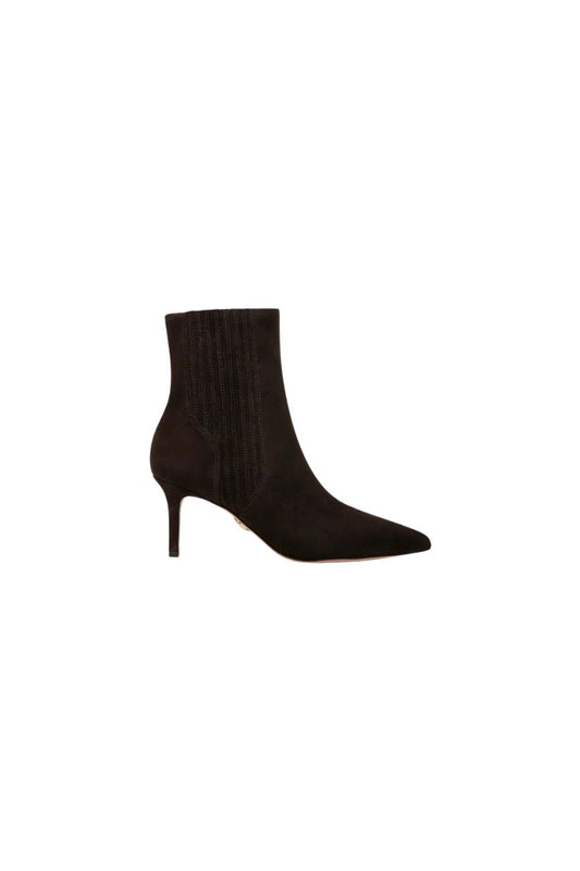 Lisa Suede Mid-Heel Bootie in Espresso