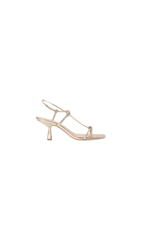 Triana Champagne Leather Mid−Heel Sandal