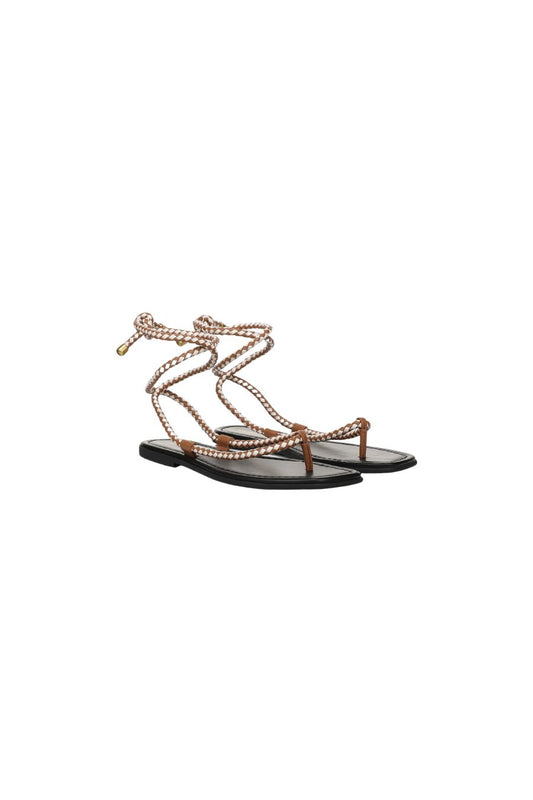 Carmina Wrap Sandal in Hazelwood/Ecru