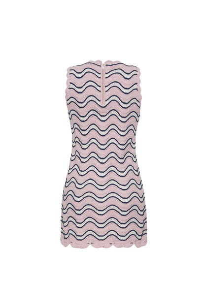 Suzi Mini Dress in Pink & Blue Wavy Stripe