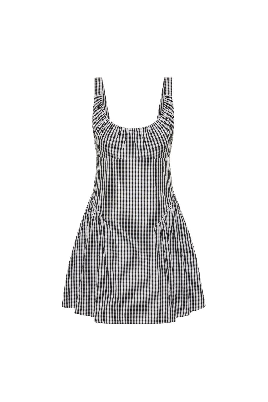 Marcella Mini Dress in Black Textured Gingham