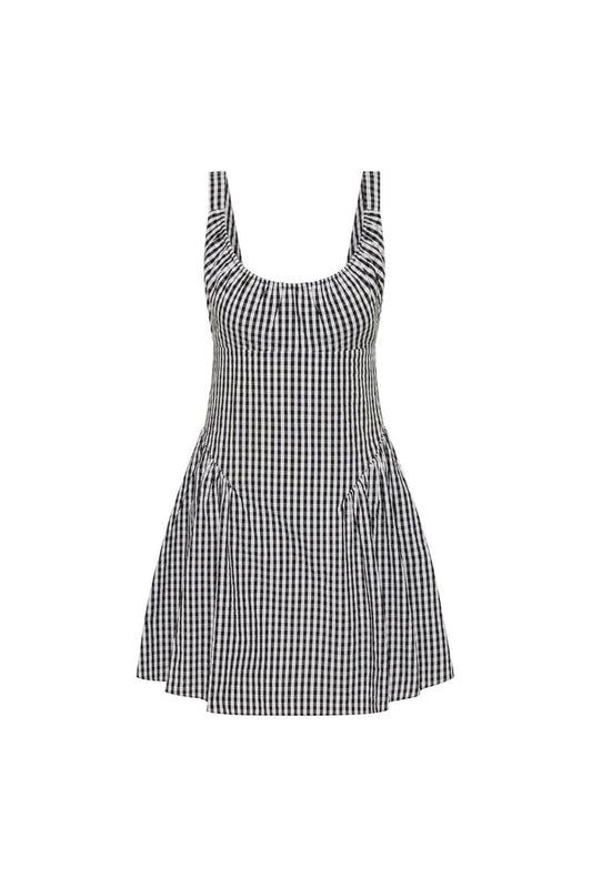 Marcella Mini Dress in Black Textured Gingham
