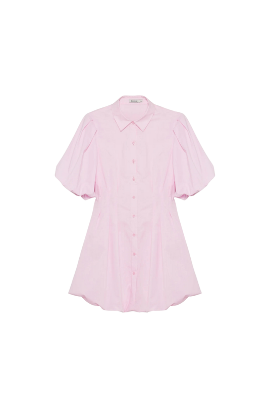 Cleo Balloon Pintuck Mini Dress in Tulip