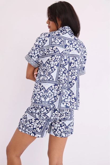 Xenia Short in Hart Tile Navy