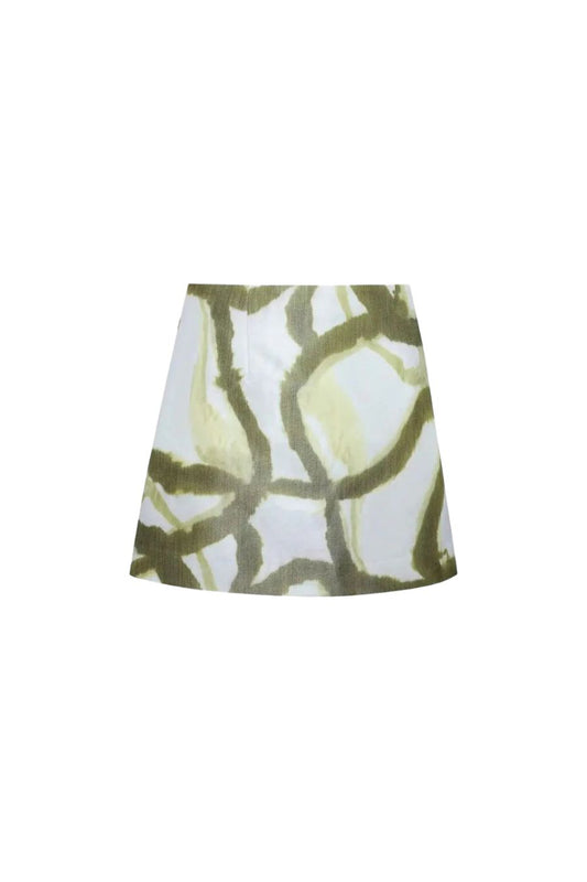 Britt Mini Skirt in Seabreeze Ikat Green