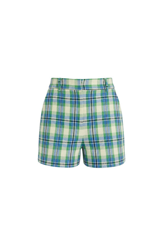 Pintuck Short in Blue/Green