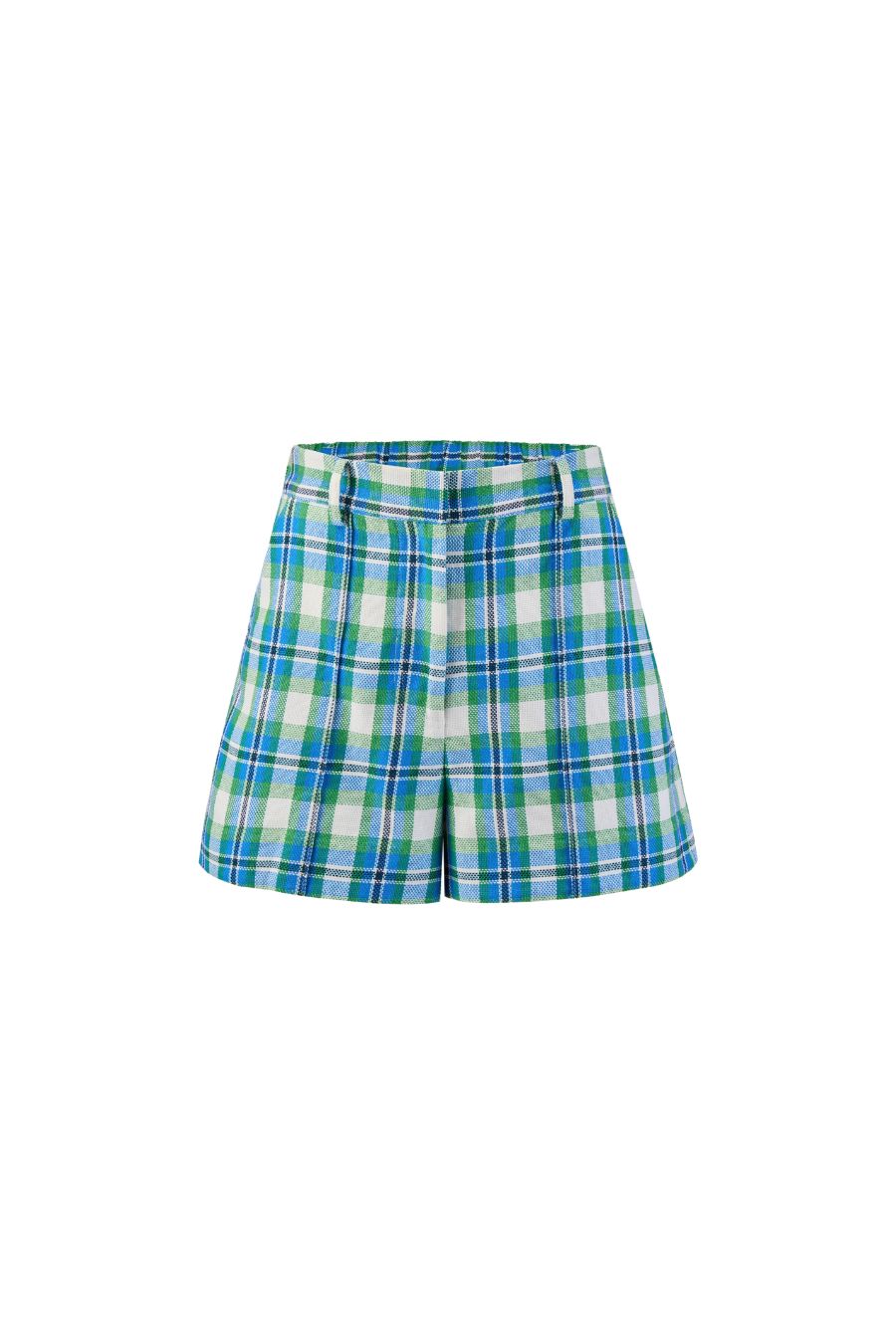 Pintuck Short in Blue/Green