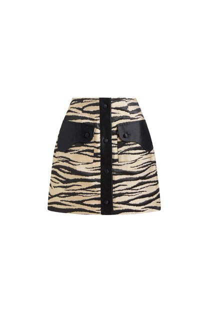 Noor Mini Skirt in Black Zebra Stripe by Markarian