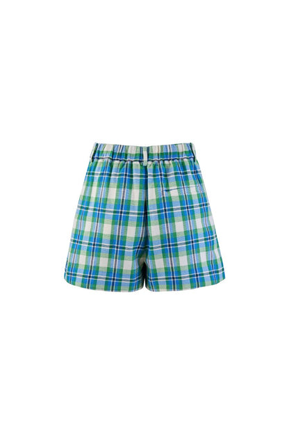 Pintuck Short in Blue/Green