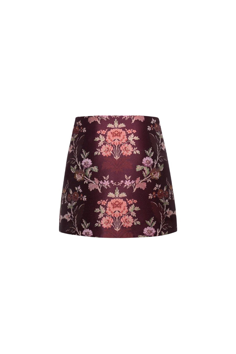 Chrissy Skirt in Trellis Jacquard Maroon