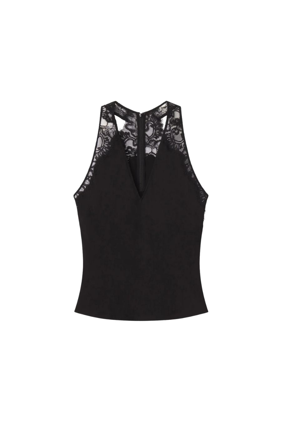 Wes Satin and Lace Top in Black
