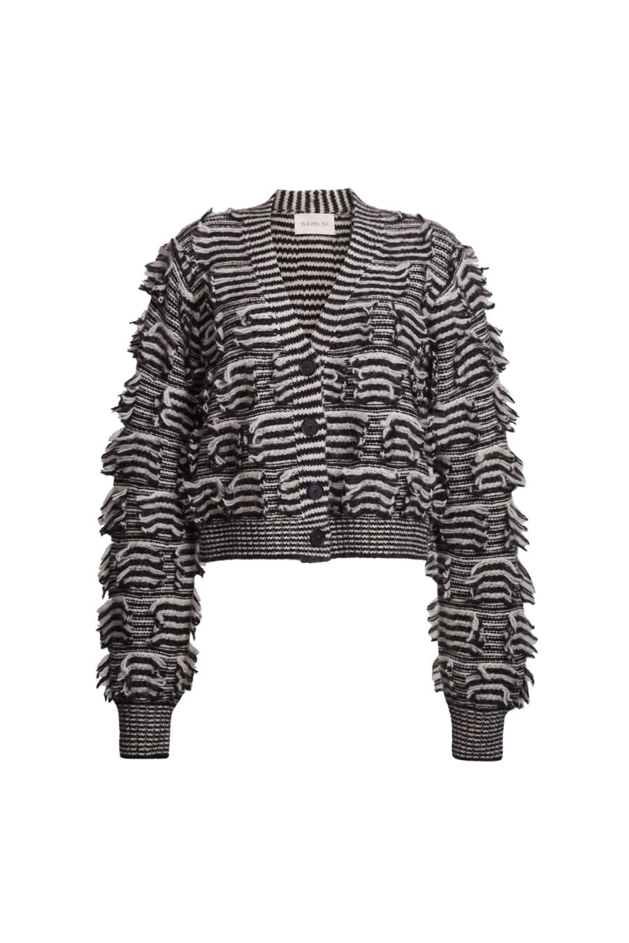 Luella Stripe Cardi in Ivory/Black Stripe