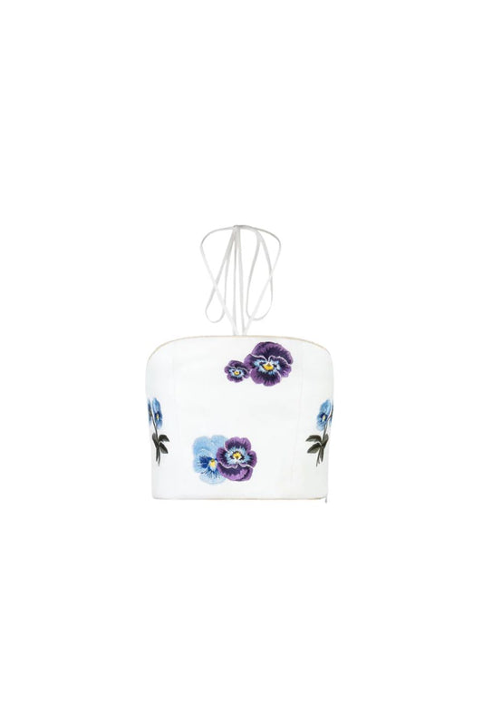 Pansy Bustier in Off White/Navy