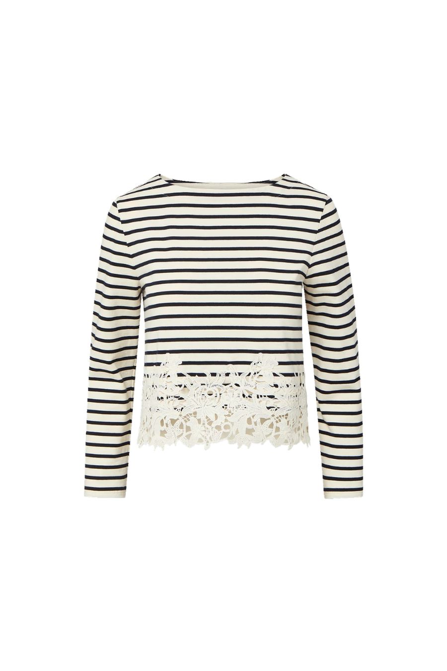 Hovey Striped Lace T-Shirt in Dove/Navy