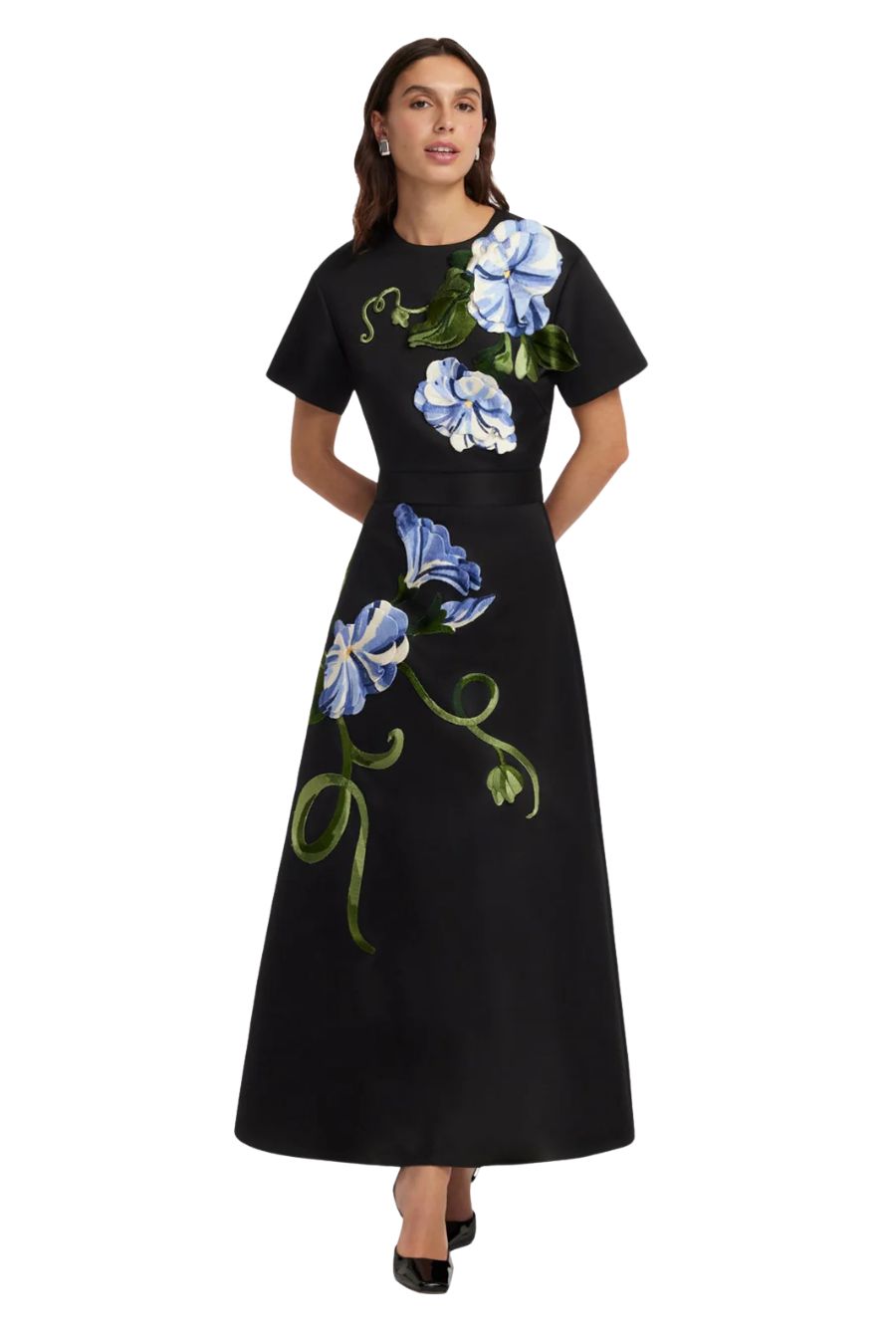 Indie Sleeve Top in Vine Print in Ebony