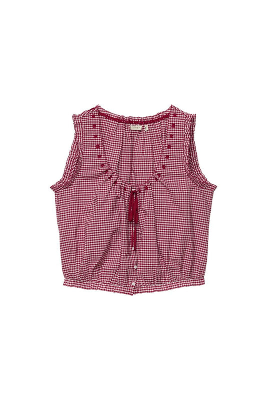 Traveler Top in Mulberry La Maddalena Gingham