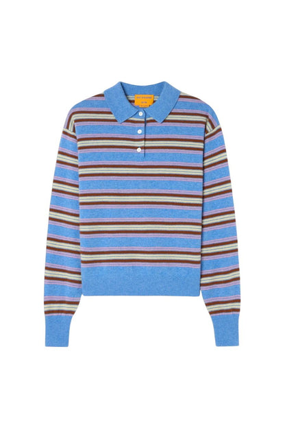 Collegiate Stripe Polo in Delft Blue Combo