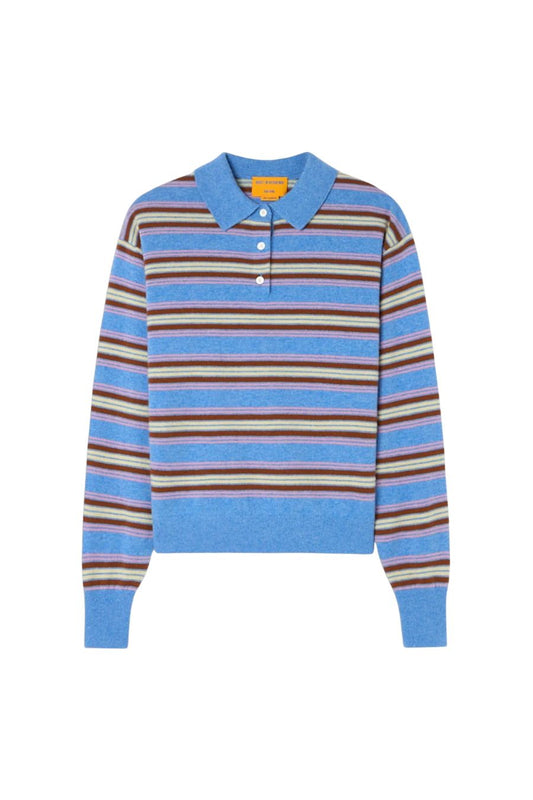 Collegiate Stripe Polo in Delft Blue Combo