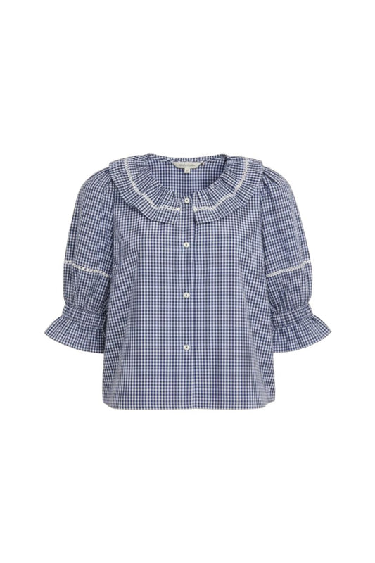 Valene Blouse in Checkmate Navy
