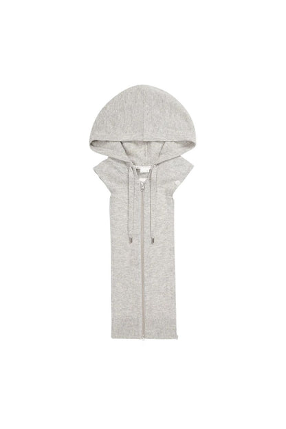 Merino Wool-Cashmere Hoodie Dickey in Grey