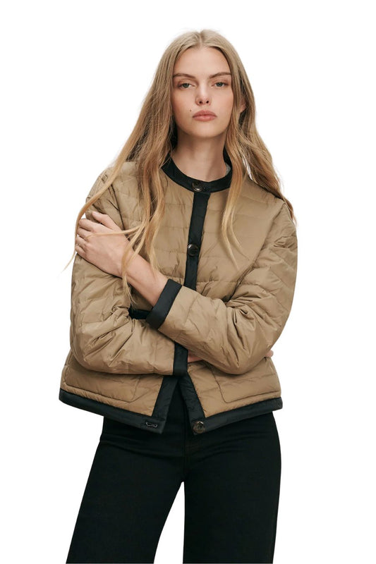 Pearson Puffer Dickey Jacket in Desert Taupe/Black