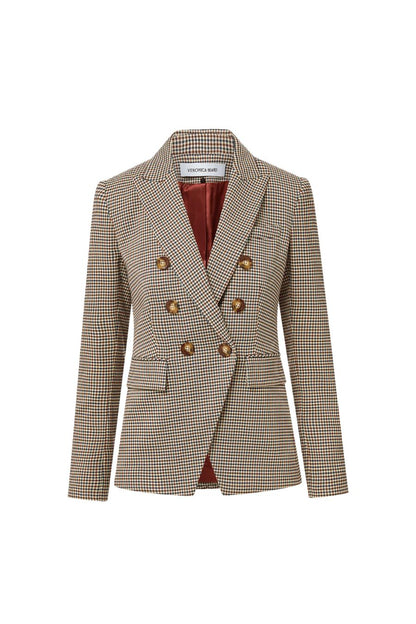 Miller Houndstooth Dickey Jacket in Rust/Navy Multi