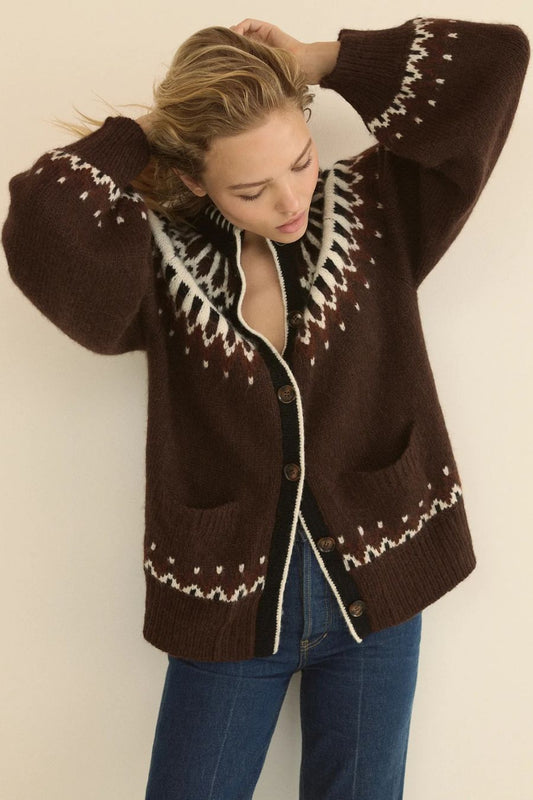 Hue Cardigan in Brun Aberdeen FairIsle
